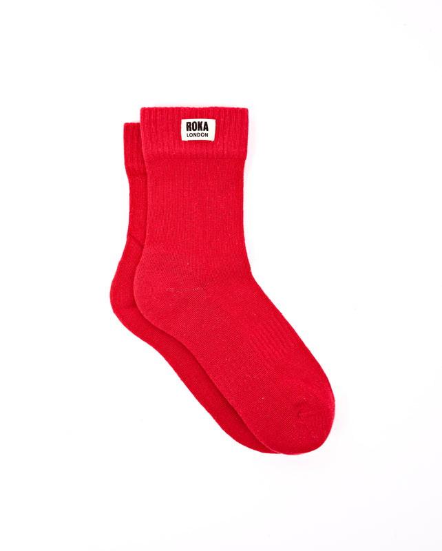 Wimbledon Crew Socks for Women in Scarlet