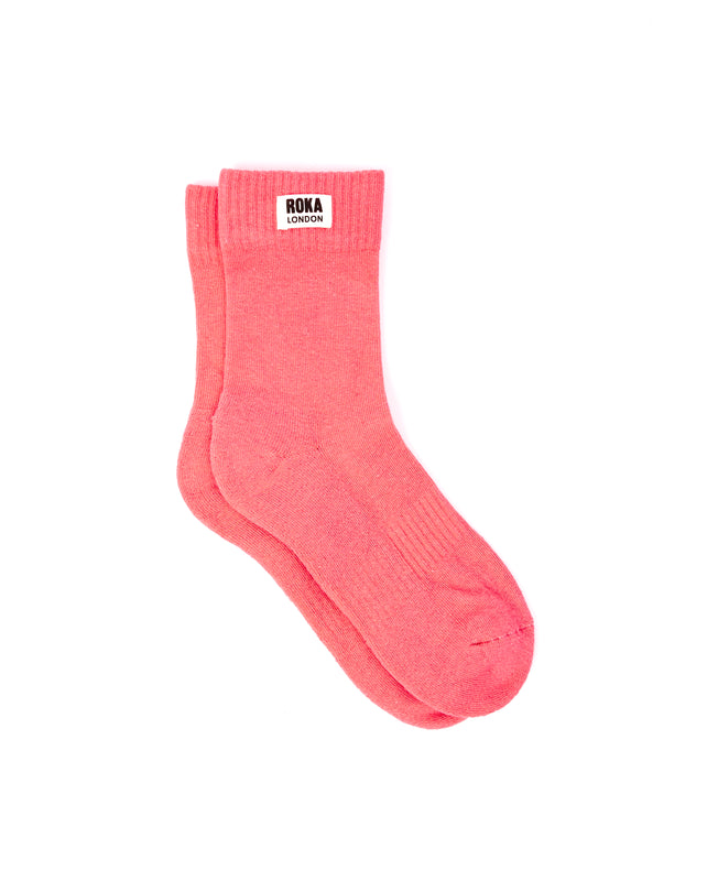 Wimbledon Crew Socks for Women in Sugar Coral
