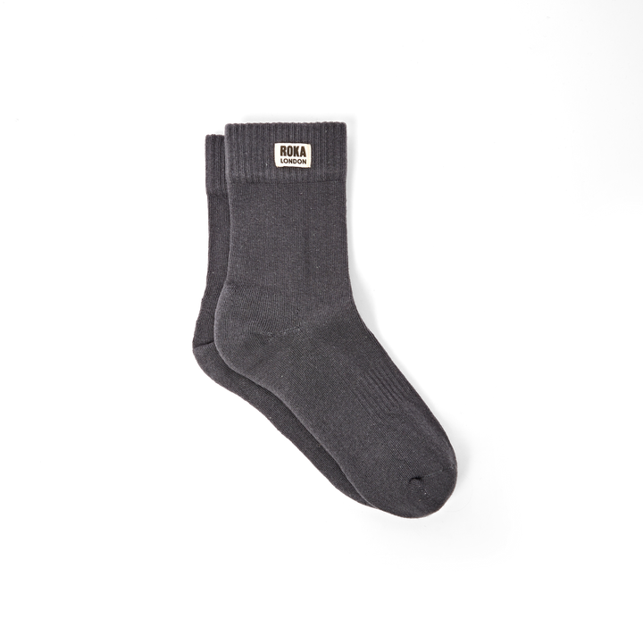 Wimbledon Crew Socks for Women in Faded Black
