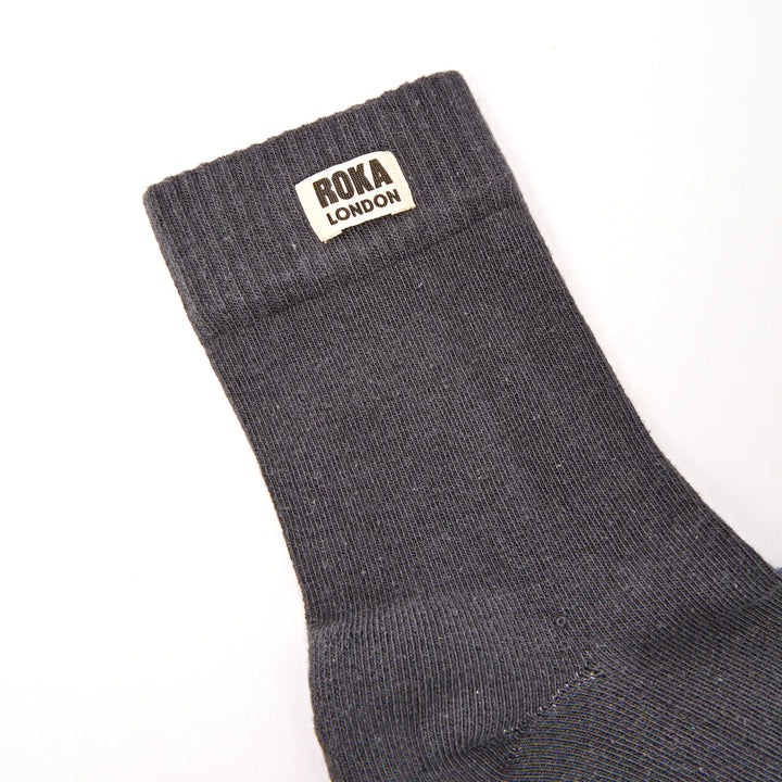 Wimbledon Crew Socks for Women in Faded Black
