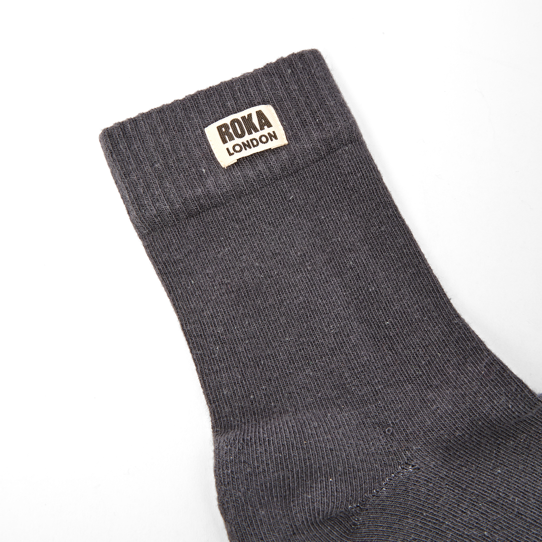 Wimbledon Crew Socks for Women in Faded Black