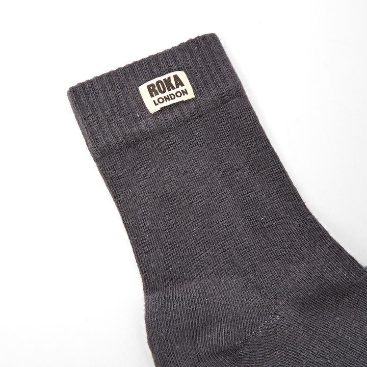 Wimbledon Crew Socks for Women in Faded Black