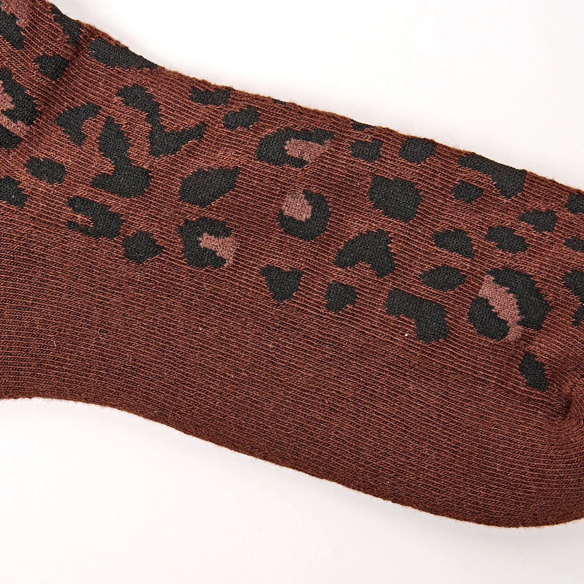 Wimbledon Crew Socks for Women in Brown Leopard