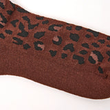 Wimbledon Crew Socks for Women in Brown Leopard