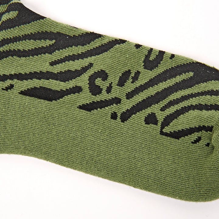 Wimbledon Crew Socks for Women in Green Animal
