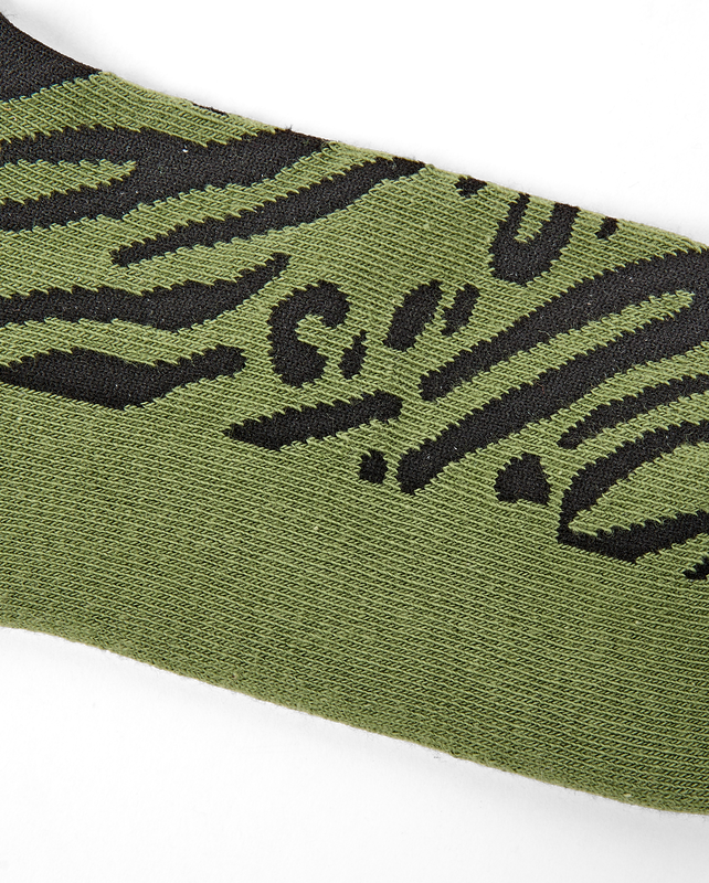 Wimbledon Crew Socks for Women in Green Animal
