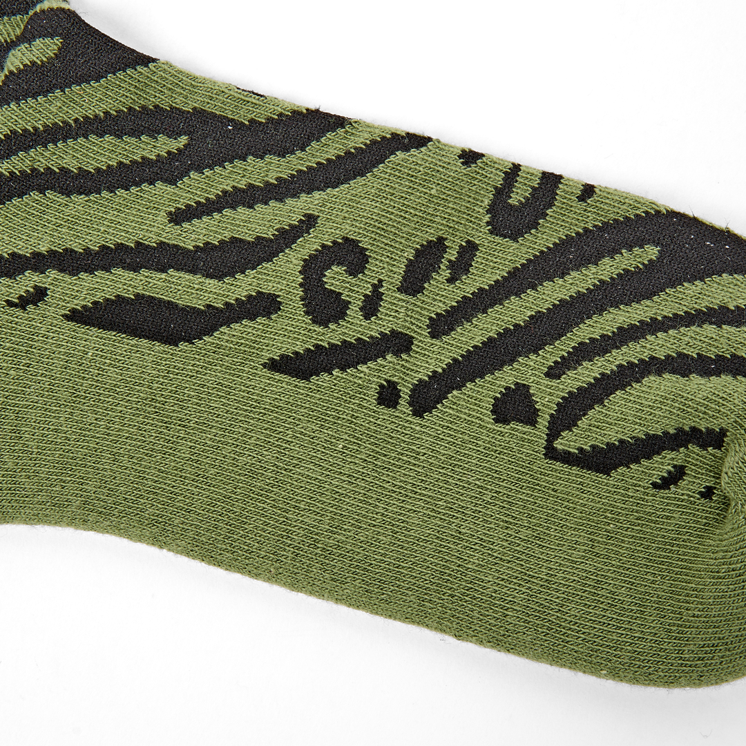 Wimbledon Crew Socks for Women in Green Animal