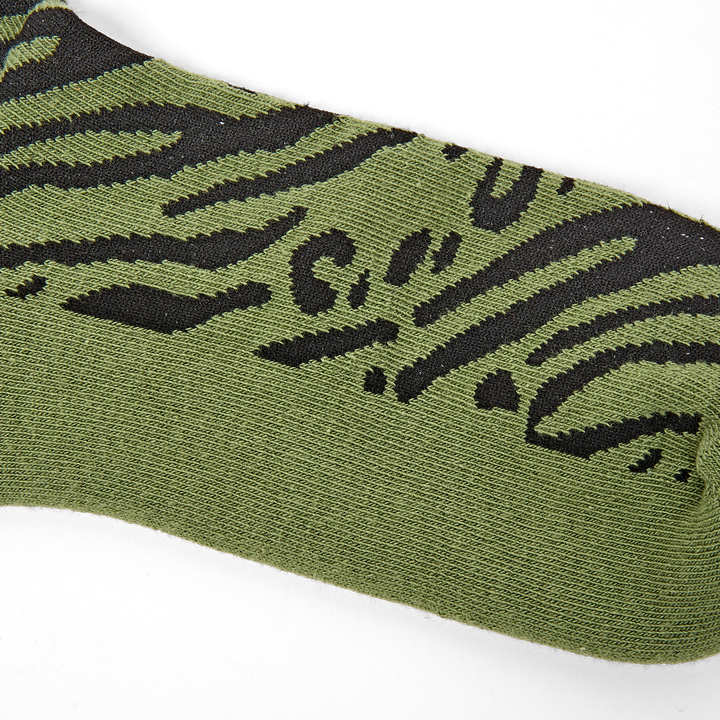 Wimbledon Crew Socks for Women in Green Animal