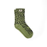 Wimbledon Crew Socks for Women in Green Animal