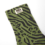 Wimbledon Crew Socks for Women in Green Animal