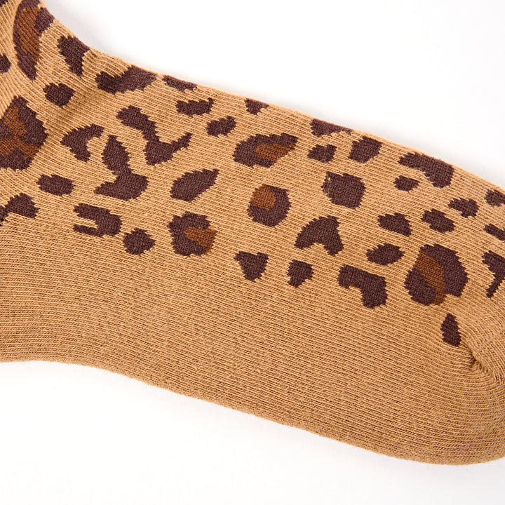 Wimbledon Crew Socks for Women in Leopard Sand
