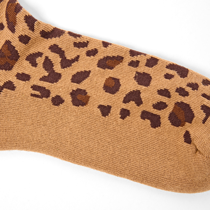 Wimbledon Crew Socks for Women in Leopard Sand