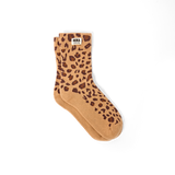 Wimbledon Crew Socks for Women in Leopard Sand