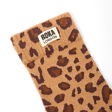 Wimbledon Crew Socks for Women in Leopard Sand