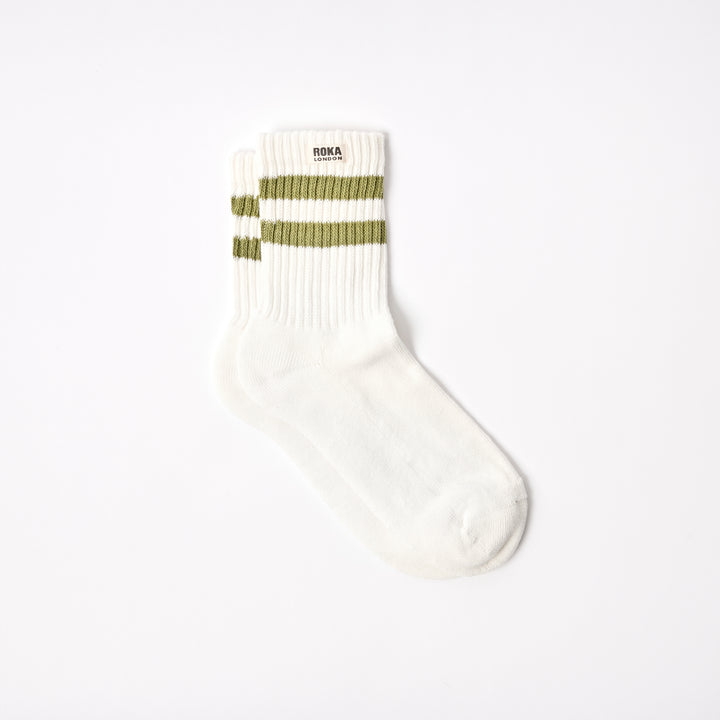 Windsor Stripe Crew Socks for Men in Avocado