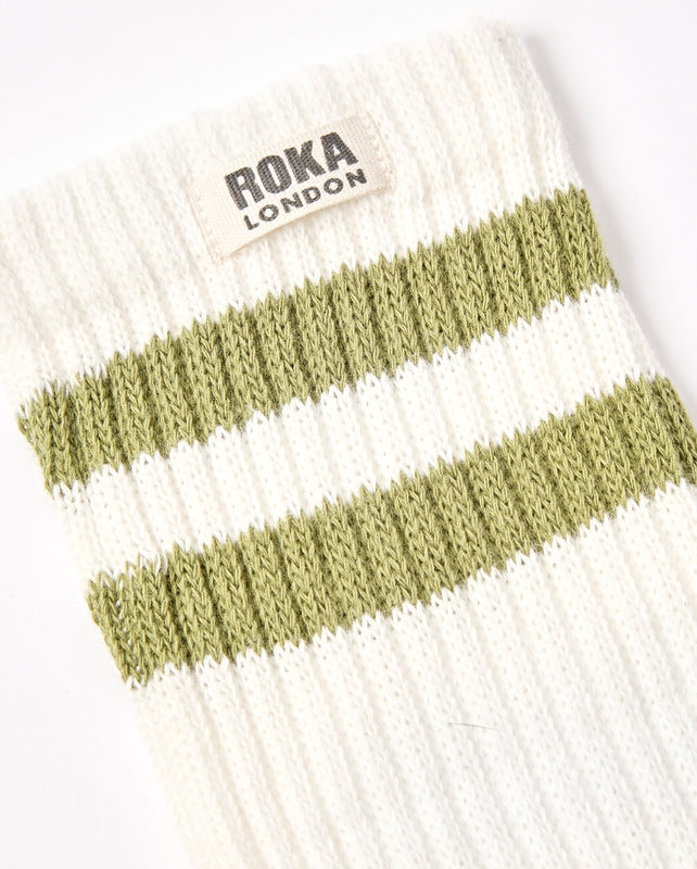 Windsor Stripe Crew Socks for Men in Avocado