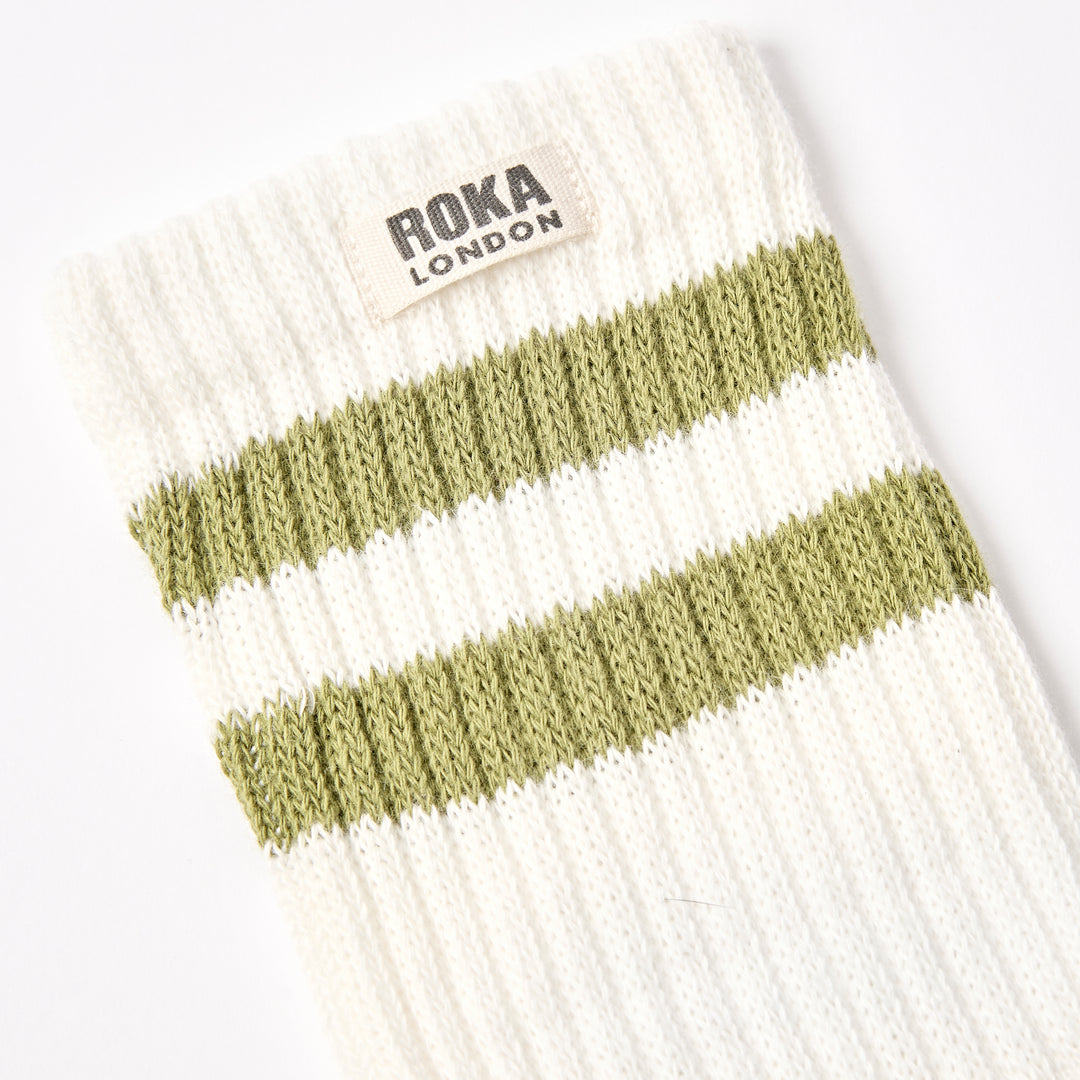Windsor Stripe Crew Socks for Men in Avocado