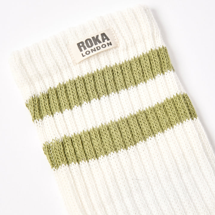Windsor Stripe Crew Socks for Men in Avocado