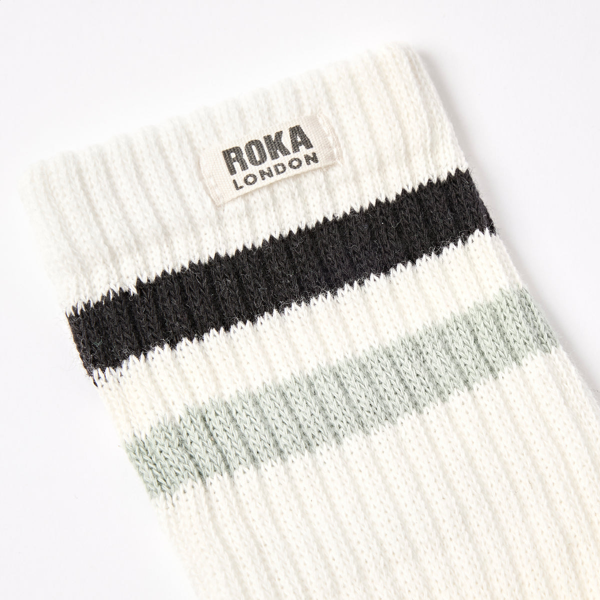 Windsor Stripe Crew Socks for Men in Black/Mist