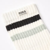 Windsor Stripe Crew Socks for Men in Black/Mist