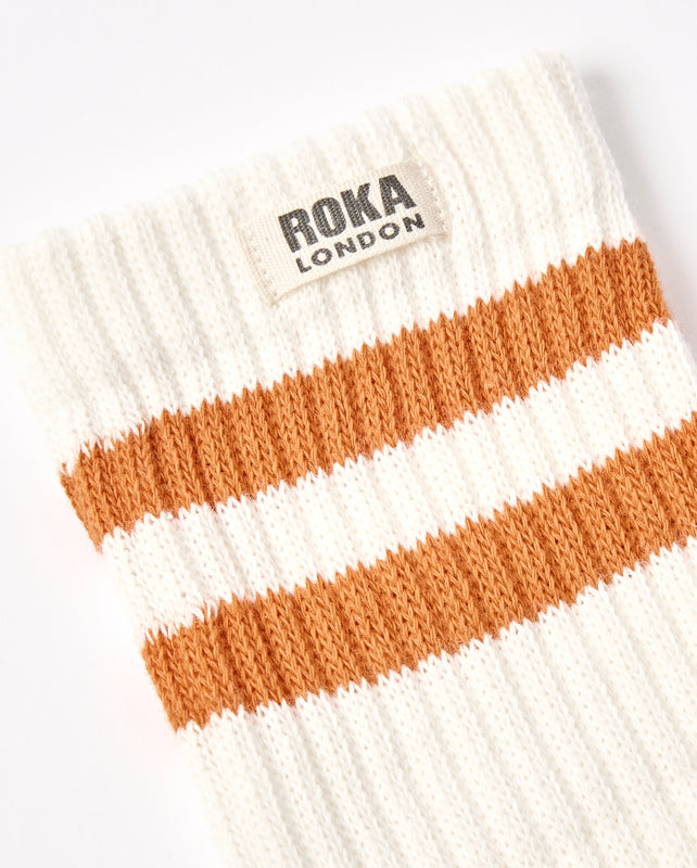Windsor Stripe Crew Socks for Men in Burnt Orange