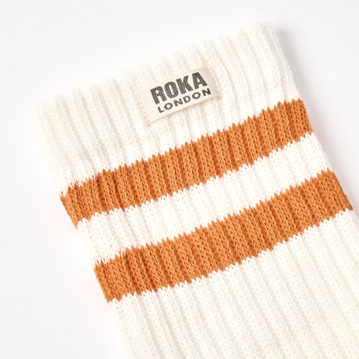 Windsor Stripe Crew Socks for Men in Burnt Orange