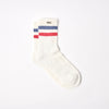 Windsor Stripe Crew Socks for Men in Coastal Blue/Scarlet