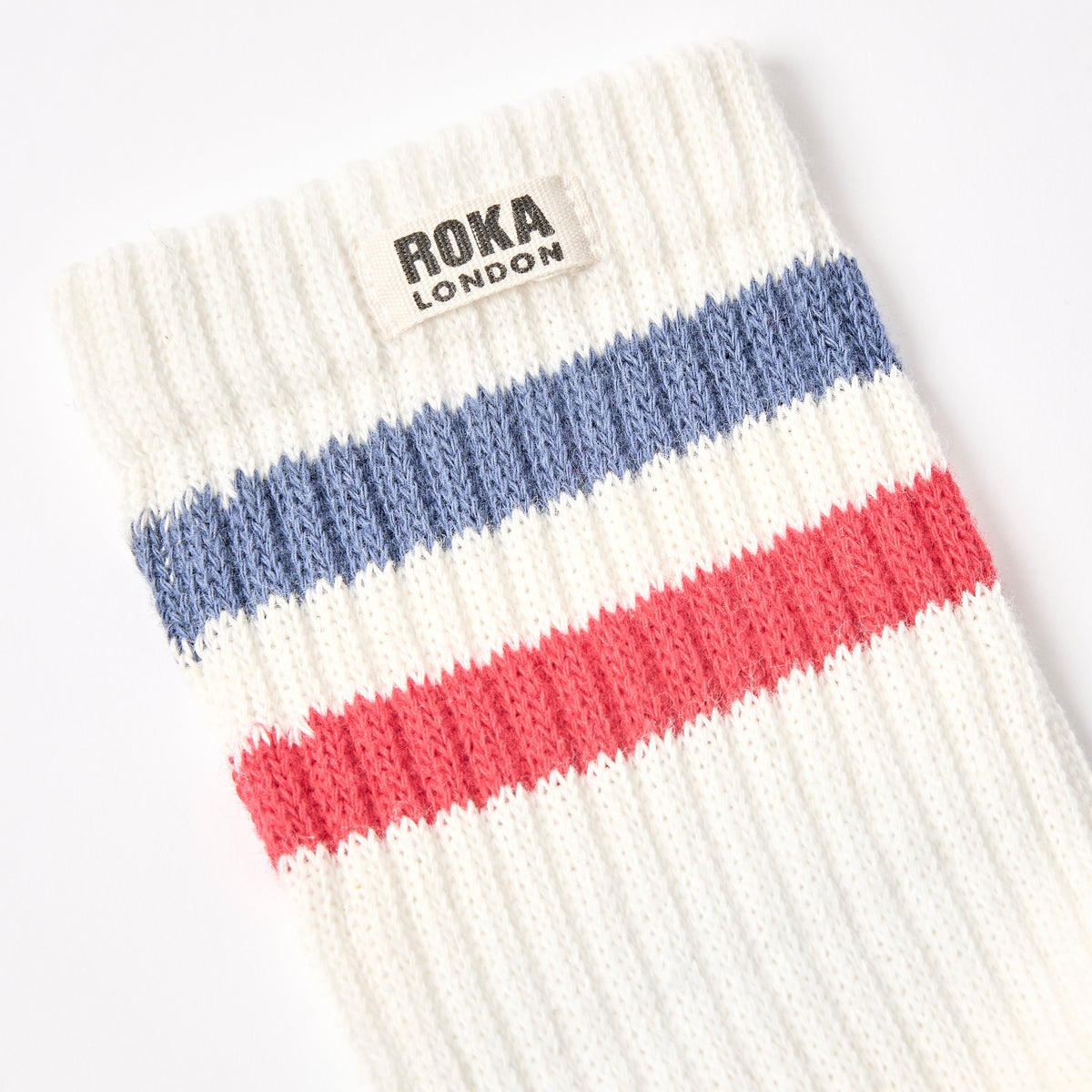 Windsor Stripe Crew Socks for Men in Coastal Blue/Scarlet