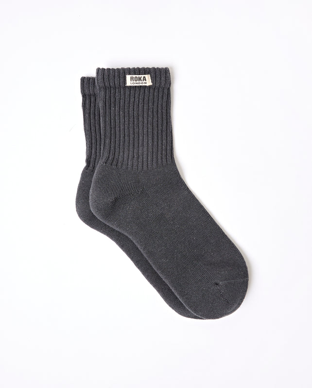 Windsor Crew Socks for Men in Faded Black