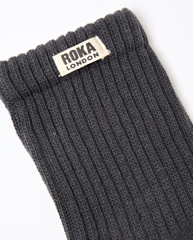 Windsor Crew Socks for Men in Faded Black