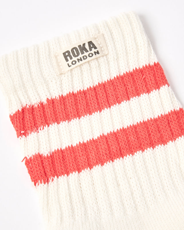 Windsor Stripe Crew Socks for Men in Scarlet