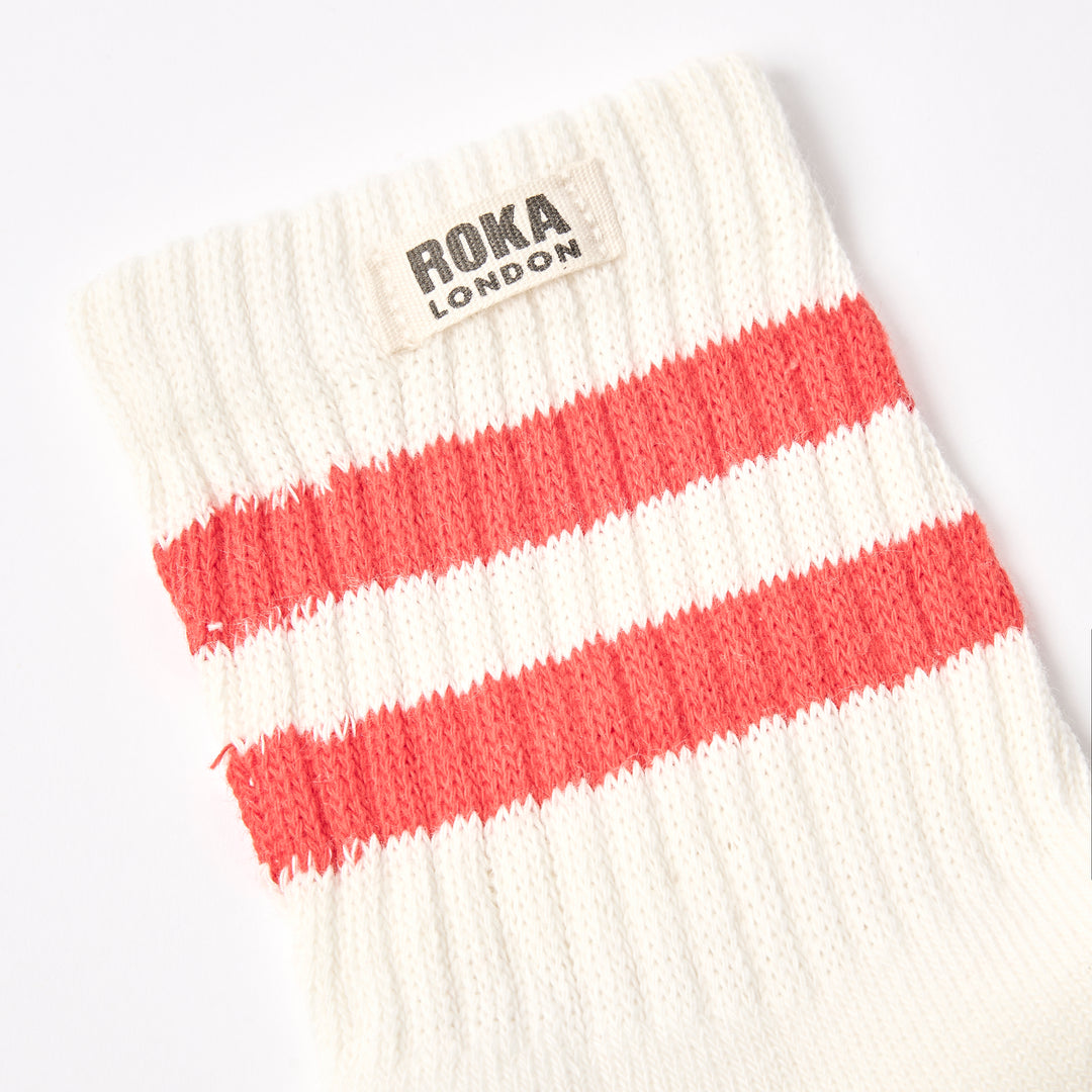Windsor Stripe Crew Socks for Men in Scarlet
