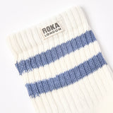Windsor Stripe Crew Socks for Women in Coastal Blue