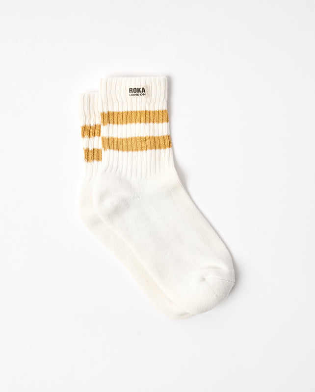 Windsor Stripe Crew Socks for Women in Corn