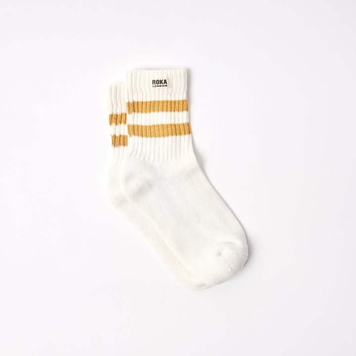 Windsor Stripe Crew Socks for Women in Corn