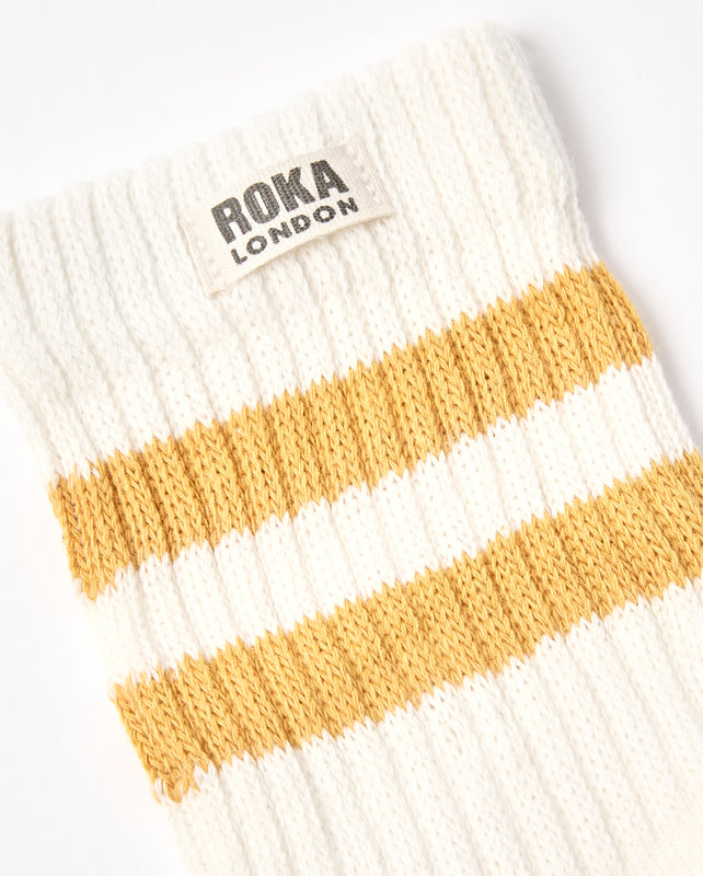 Windsor Stripe Crew Socks for Women in Corn
