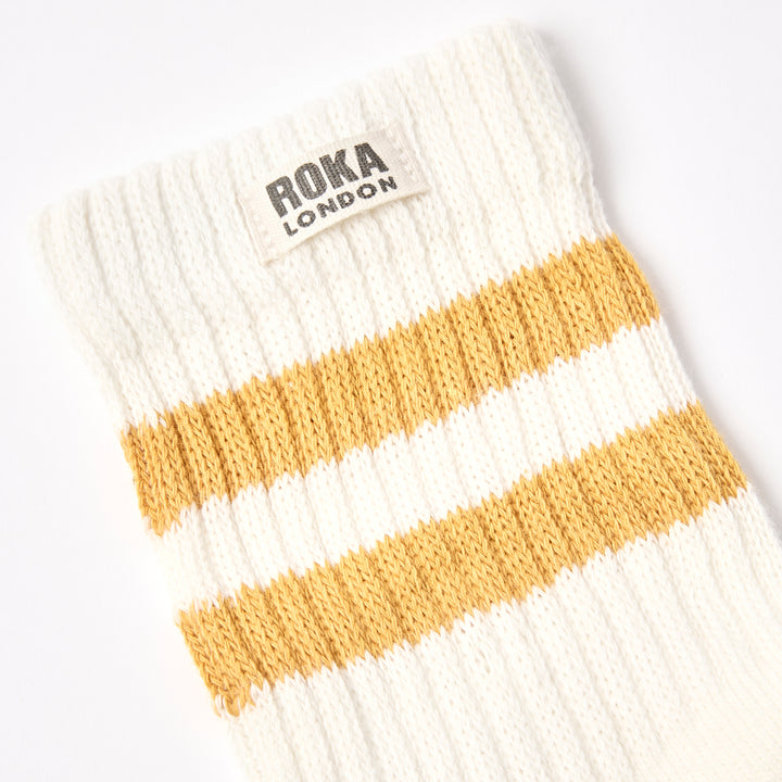 Windsor Stripe Crew Socks for Women in Corn