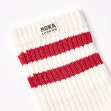 Windsor Stripe Crew Socks for Women in Cranberry