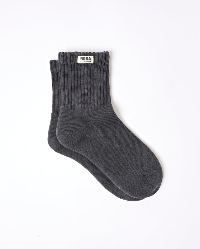 Windsor Crew Socks for Women in Faded Black