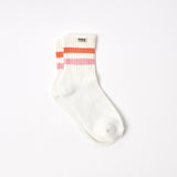 Windsor Stripe Crew Socks for Women in Mandarin/Pink