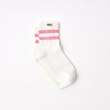 Windsor Stripe Crew Socks for Women in Pink Carnation