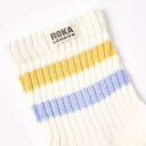 Windsor Stripe Crew Socks for Women in Summer Yellow/Thistle