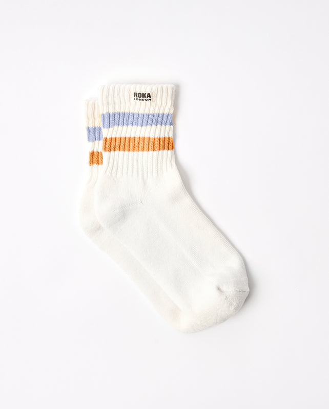 Windsor Stripe Crew Socks for Women in Thistle/Burnt Orange