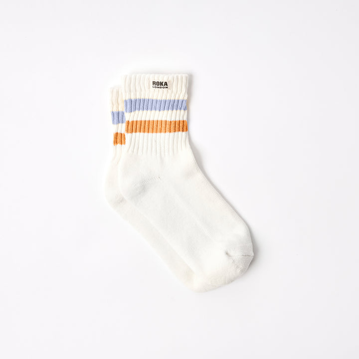 Windsor Stripe Crew Socks for Women in Thistle / Burnt Orange