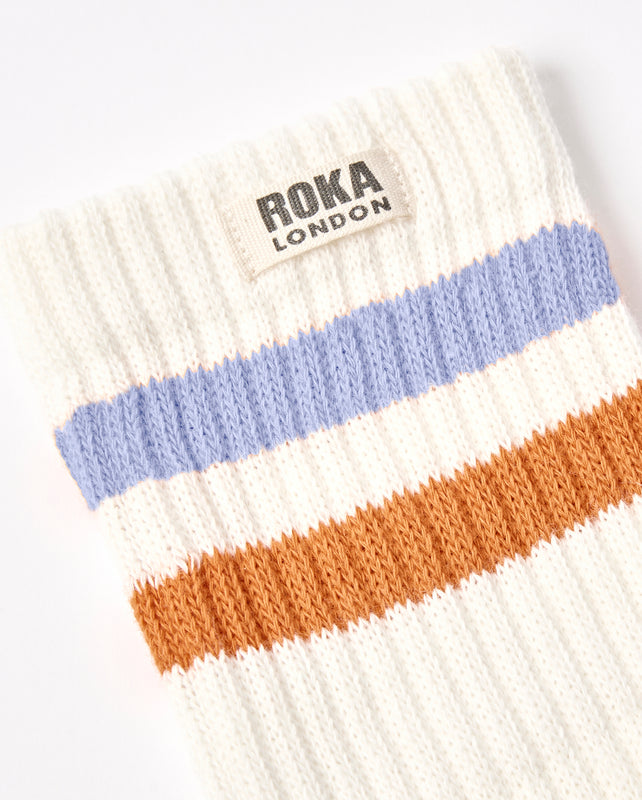 Windsor Stripe Crew Socks for Women in Thistle/Burnt Orange