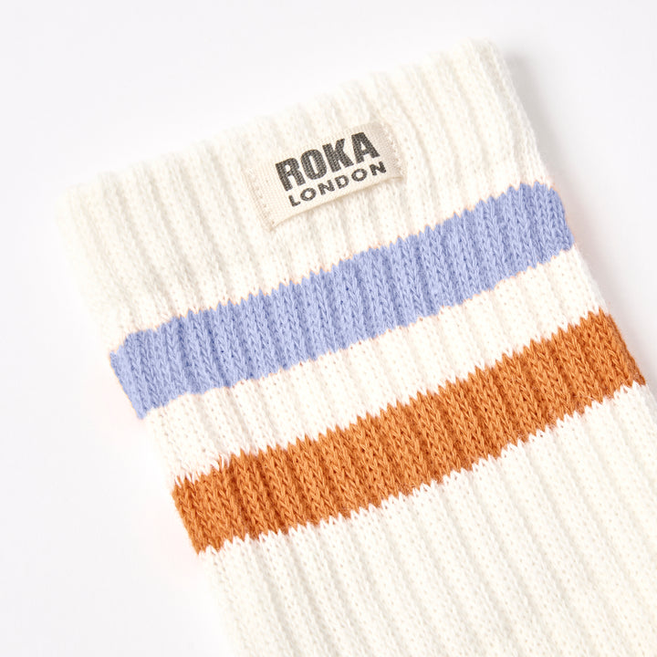 Windsor Stripe Crew Socks for Women in Thistle / Burnt Orange