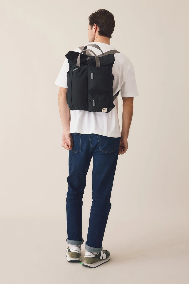 Waterhouse Multipocket Backpack in Deep Blue on model, 6'0"