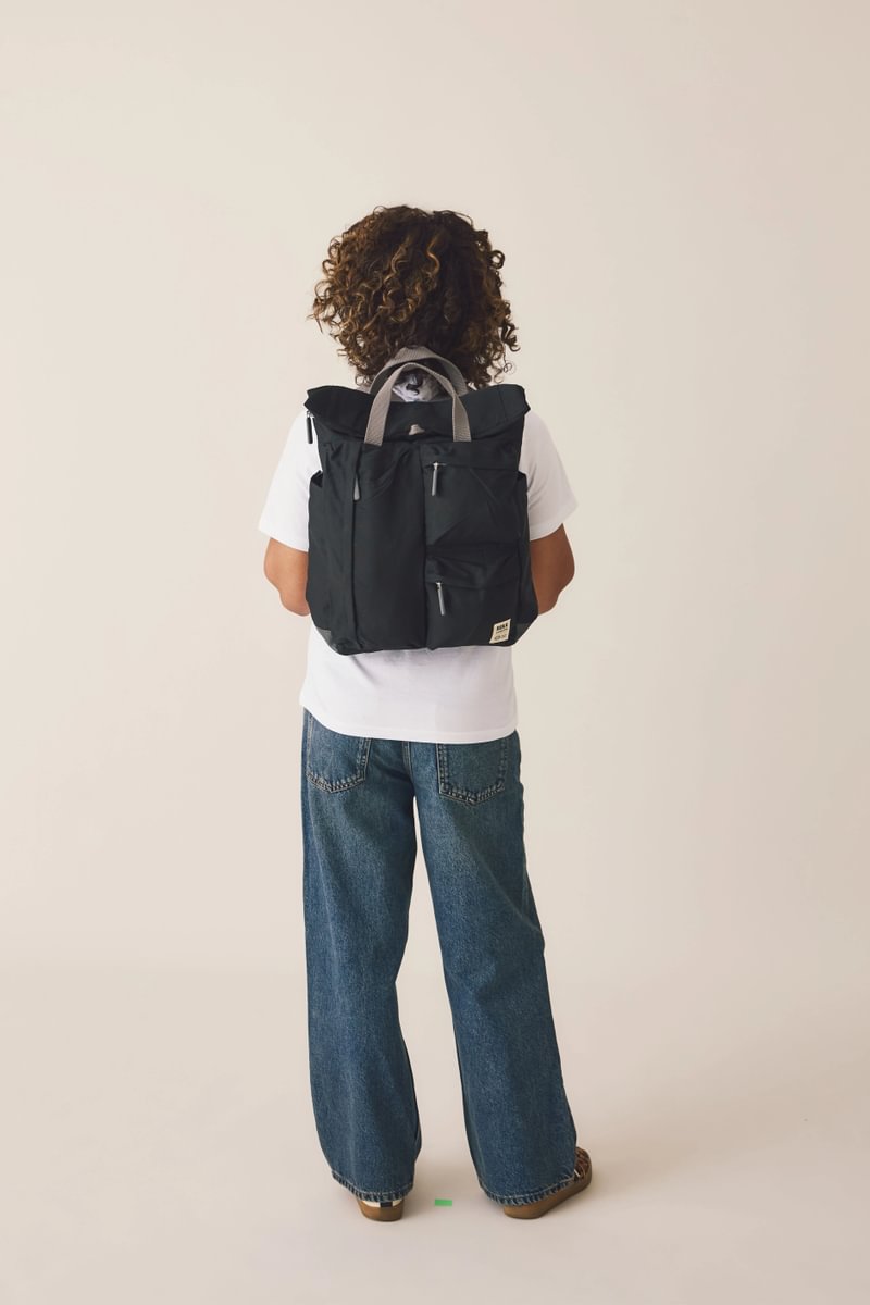 Waterhouse Multipocket Backpack in Deep Blue on model, 5'4"