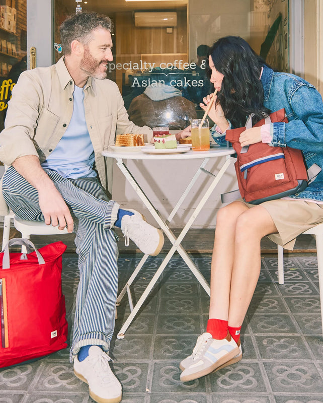 Camden J Backpack in Cranberry Stripe